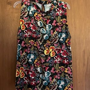 Loft - sleeveless olive green and fall colored floral mixed media - XL